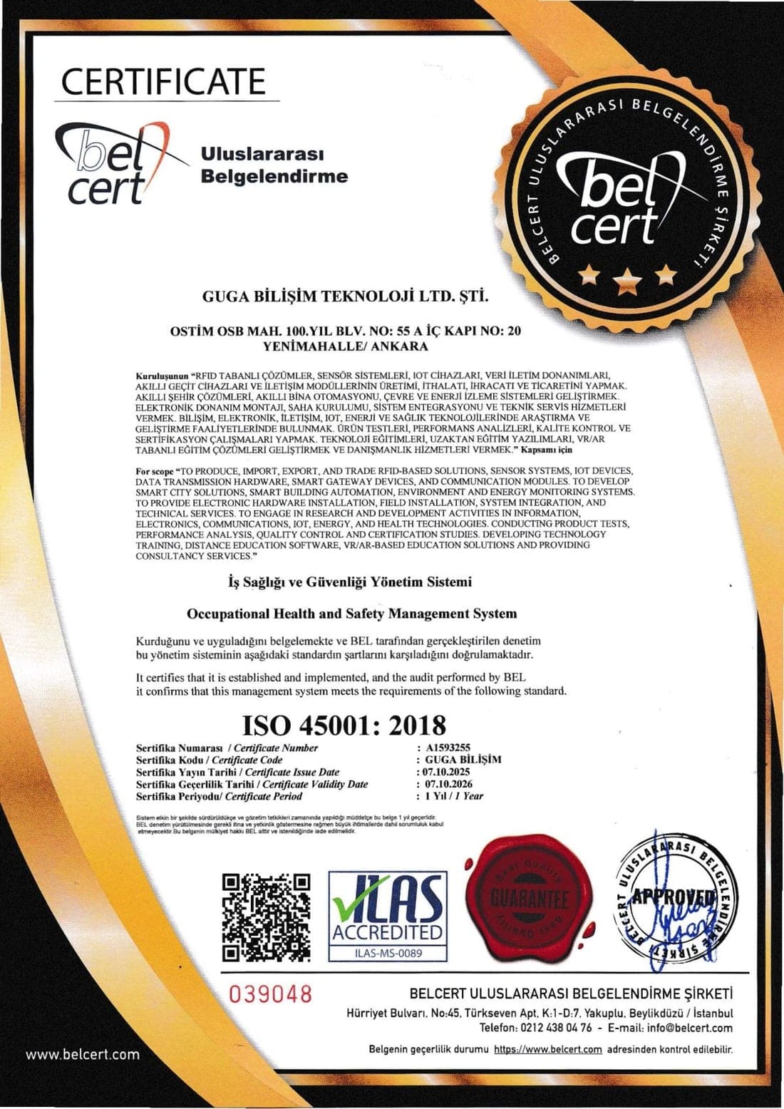 ISO 45001:2018 — İş Sağlığı ve Güvenliği Yönetim Sistemi